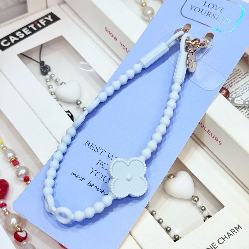 DÂY BI CHARM HOA Silicone CHỐNG BẨN kèm charm