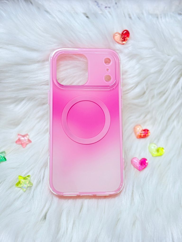 Case Ốp điện thoại iPhone Ombre Hồng Trắng Có Nút Control Magsafe iPhone 13/14/15/16/17Pro/Promax