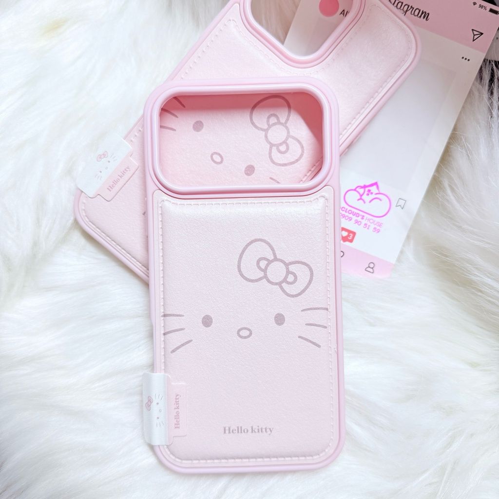 Case Ốp điện thoại iPhone Da Phao Hồng Babe Hello Kitty iPhone 13/14/15/16/17Pro/Promax