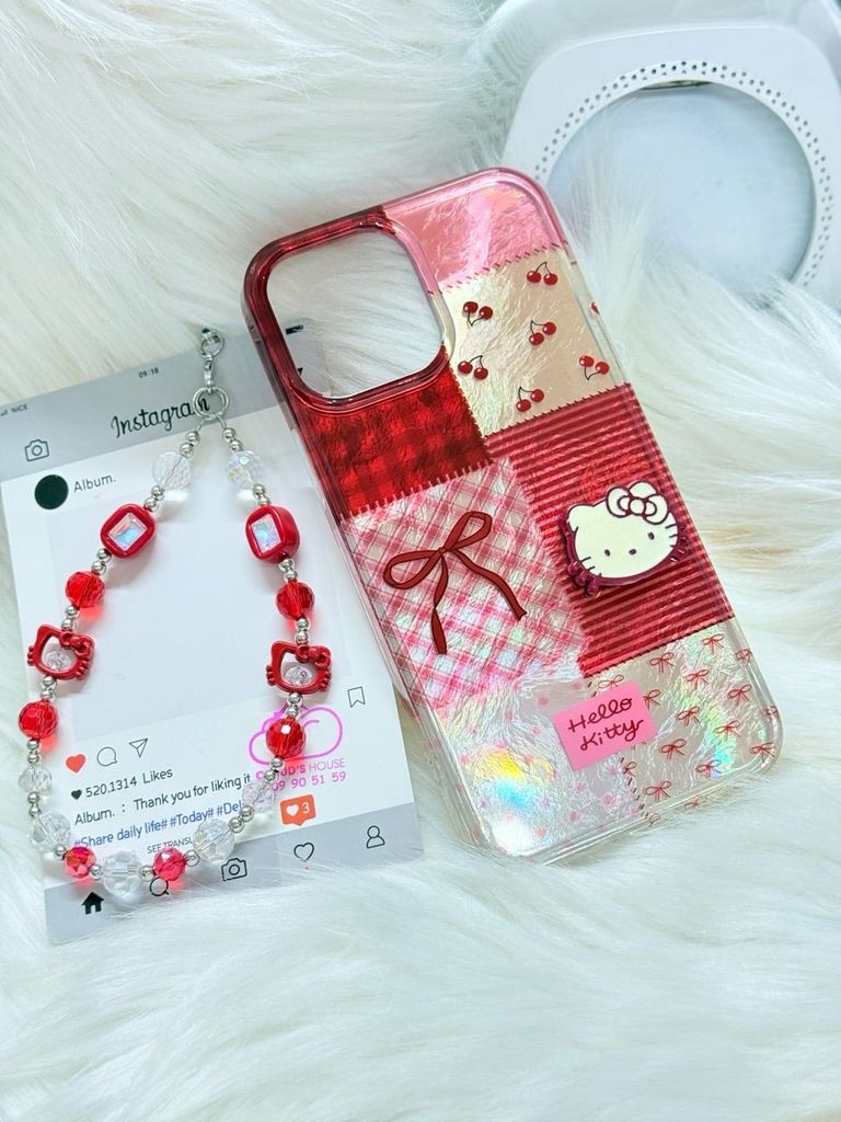 Case Ốp điện thoại iPhone Hello Kitty Hologram Bling Bling Icon nổi iPhone 13/14/15/16/17/Pro/Promax