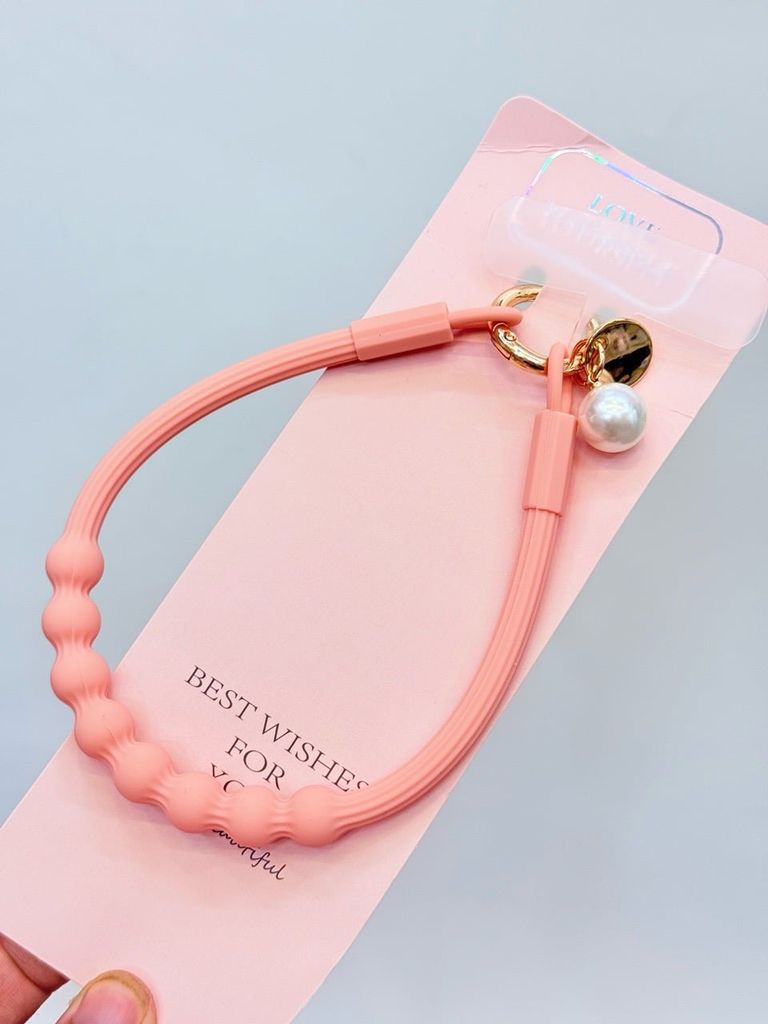 DÂY BI CHARM HOA Ngọc Trai Silicone CHỐNG BẨN kèm charm