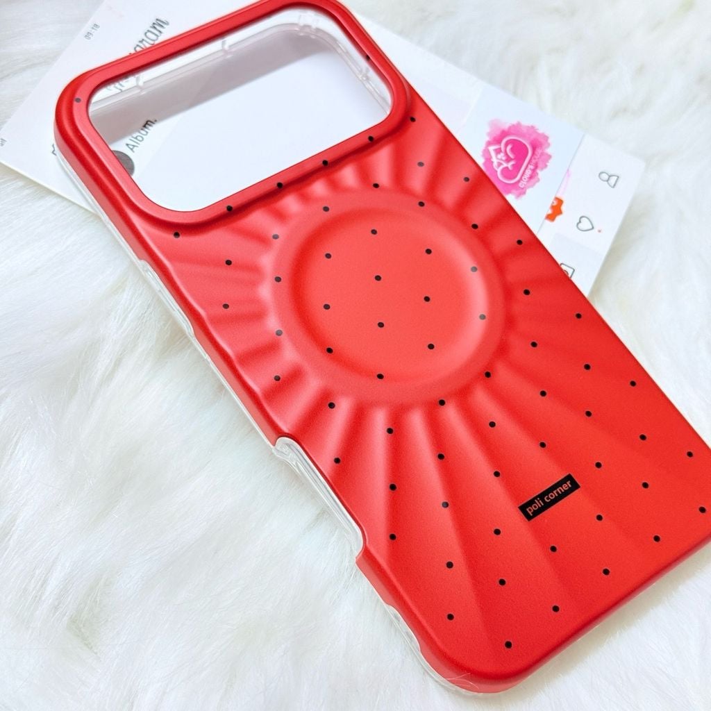 Case Ốp điện thoại iPhone Màu Cam Đậm Chấm Bi Poli Corner Magsafe Basic iPhone 17/16/15/14/13/12/Pro/Promax