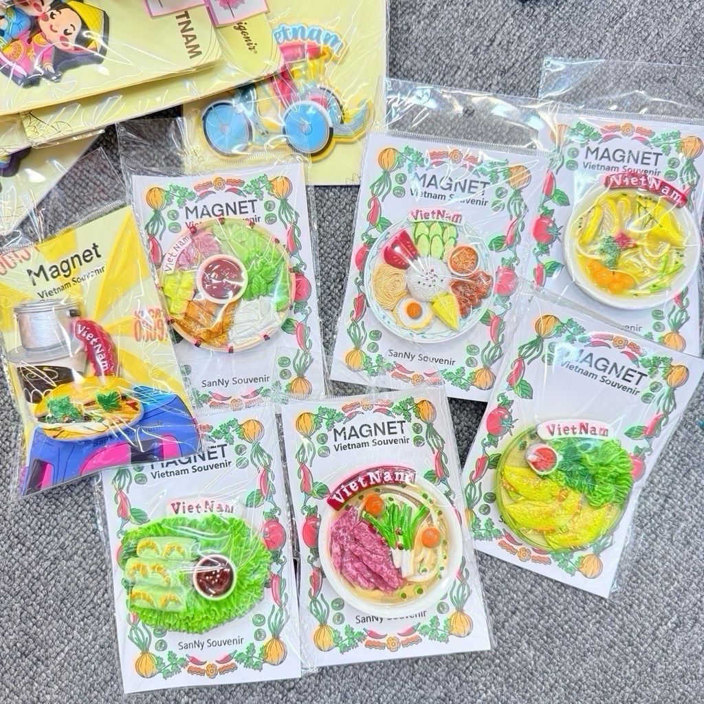 Nam Châm Gỗ 3D Trang Trí Tủ Lạnh Fridge Magnet - Món Ăn- Quà lưu niệm