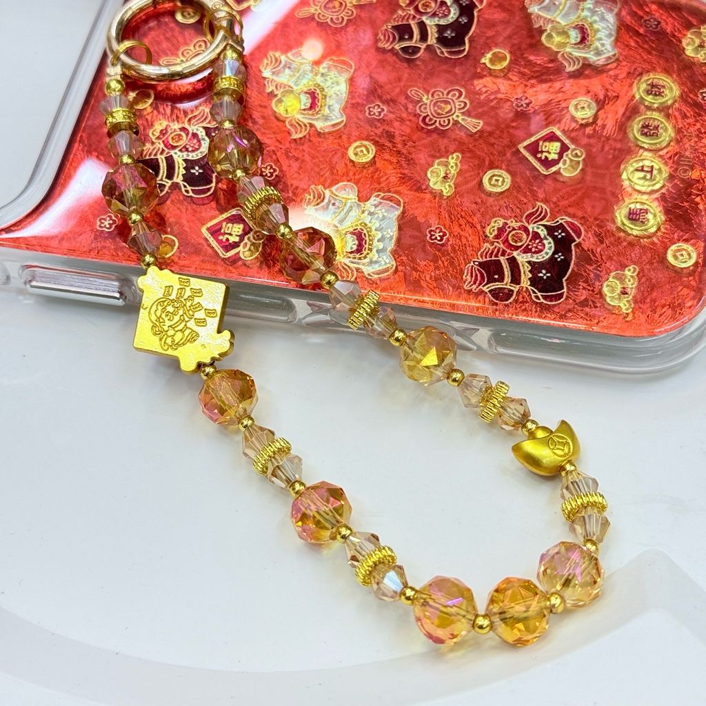Dây Đeo Điện Thoại Ngắn Charm Đá Tài Lộc Tết 2026