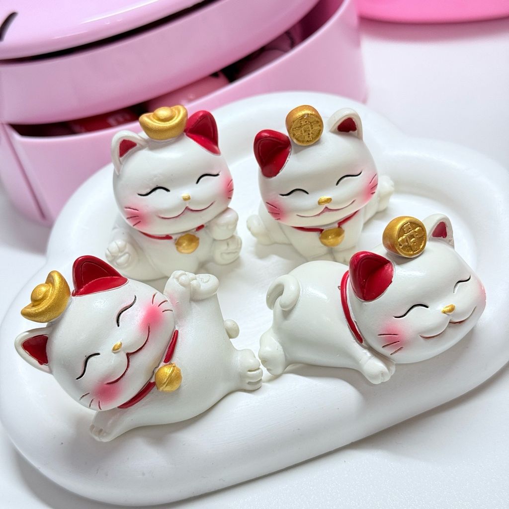 Bộ Mô Hình MÈO THẦN TÀI Bộ 4 Tượng - TẾT