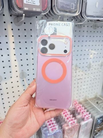Case Ốp Điện thoại iPhone Magsafe CICI-CITY hologram tím viền cam iPhone 15/16/17/Pro/Promax