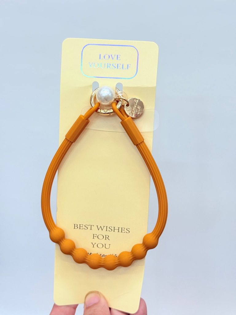 DÂY BI CHARM HOA Ngọc Trai Silicone CHỐNG BẨN kèm charm