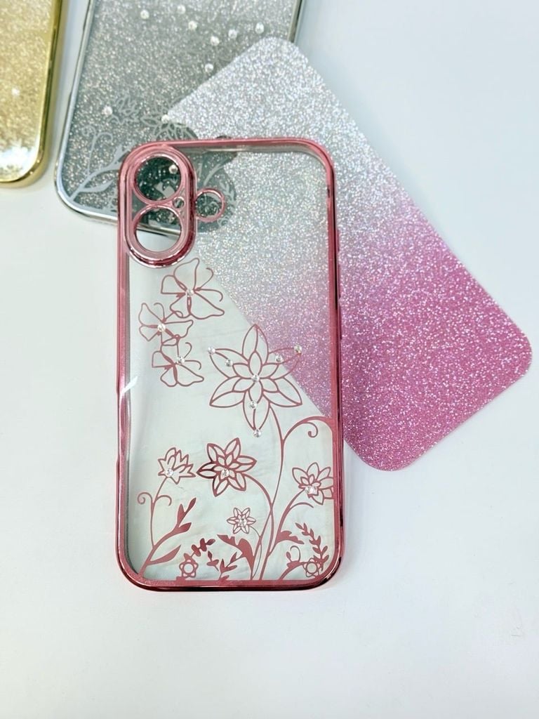 Case Ốp điện thoại iPhone TRong 2in1 Bling Bling Viền Xi iPhone 15/16/Plus