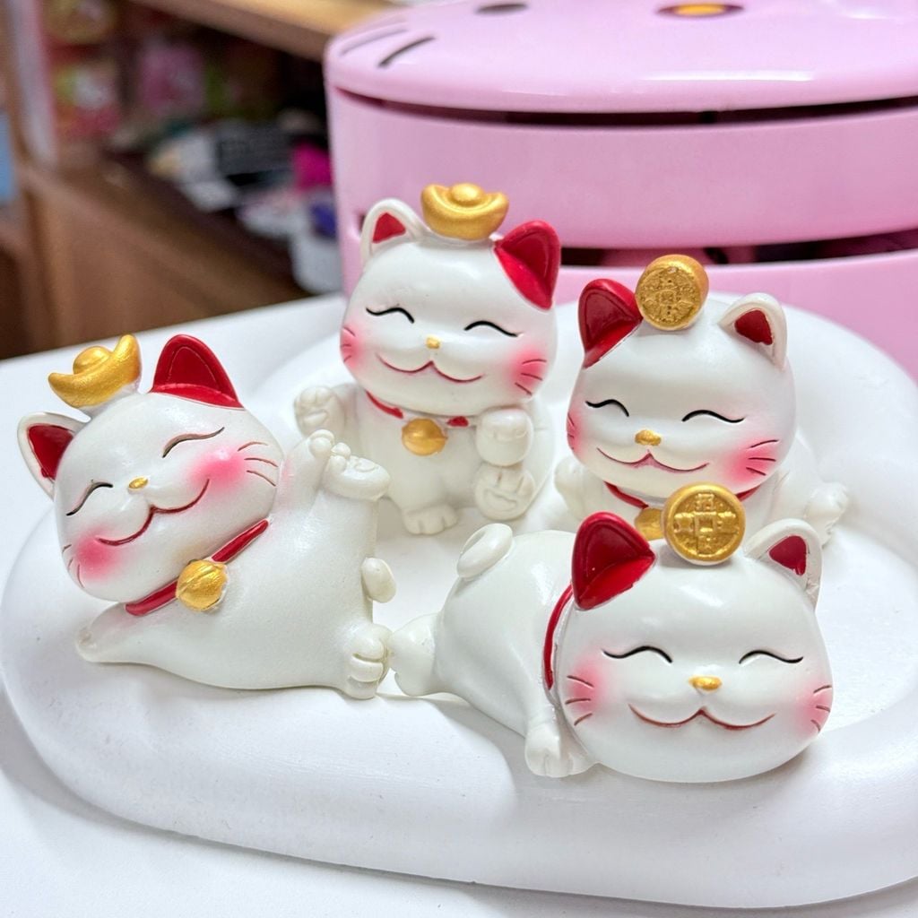 Bộ Mô Hình MÈO THẦN TÀI Bộ 4 Tượng - TẾT