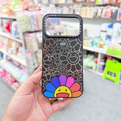 Case Ốp Điện thoại iPhone Hoa Cười Nhiều Màu Nền Đen x Murakami Flower Mirror CaseTify iPhone 17/16/Promax
