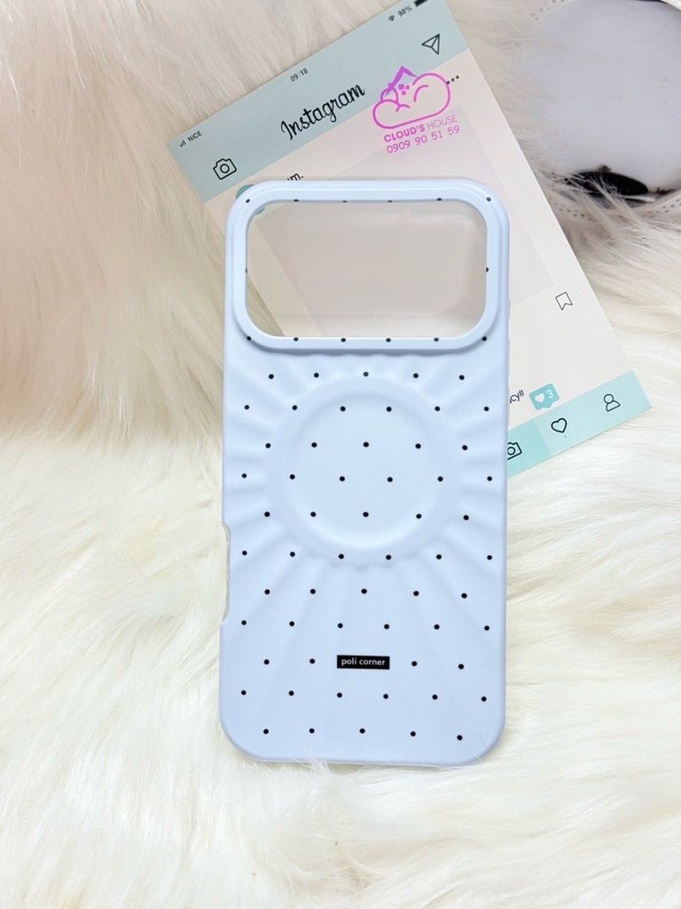 Case Ốp điện thoại iPhone Màu Xanh Pastel Chấm Bi Poli Corner Magsafe Basic iPhone 17/16/15/14/13/12/Pro/Promax