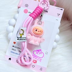 Dây đeo ngắn móc tay LABUBU chất dù giữ điện thoại màu phối trơn ( DÂY NGẮN) - kèm móc hoạt hình