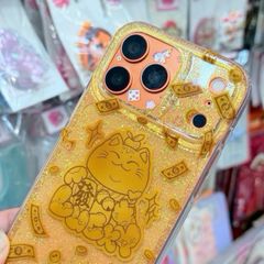 Case Ốp điện thoại iPhone Mèo May Mắn, Tài Lộc Trong Kim Tuyến Vàng iPhone 12/13/14/15/16/17Pro/Promax - TẾT