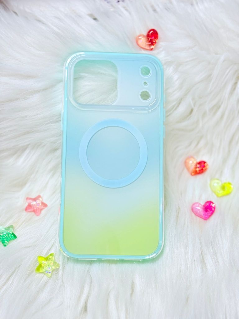 Case Ốp điện thoại iPhone Ombre Xanh Vàng Có Nút Control Magsafe iPhone 13/14/15/16/17Pro/Promax