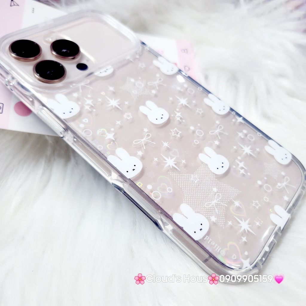 Case Ốp điện thoại iPhone Bling Bling ánh tim bé Thỏ kute viền camera lấp la lấp lánh iPhone 13/14/15/16/17Pro/Promax