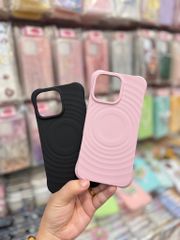 Case Ốp điện thoại iPhone Magsafe silicone Trơn 2 Màu Black - Pink Basic iPhone 13/14/15/16/Pro/Promax