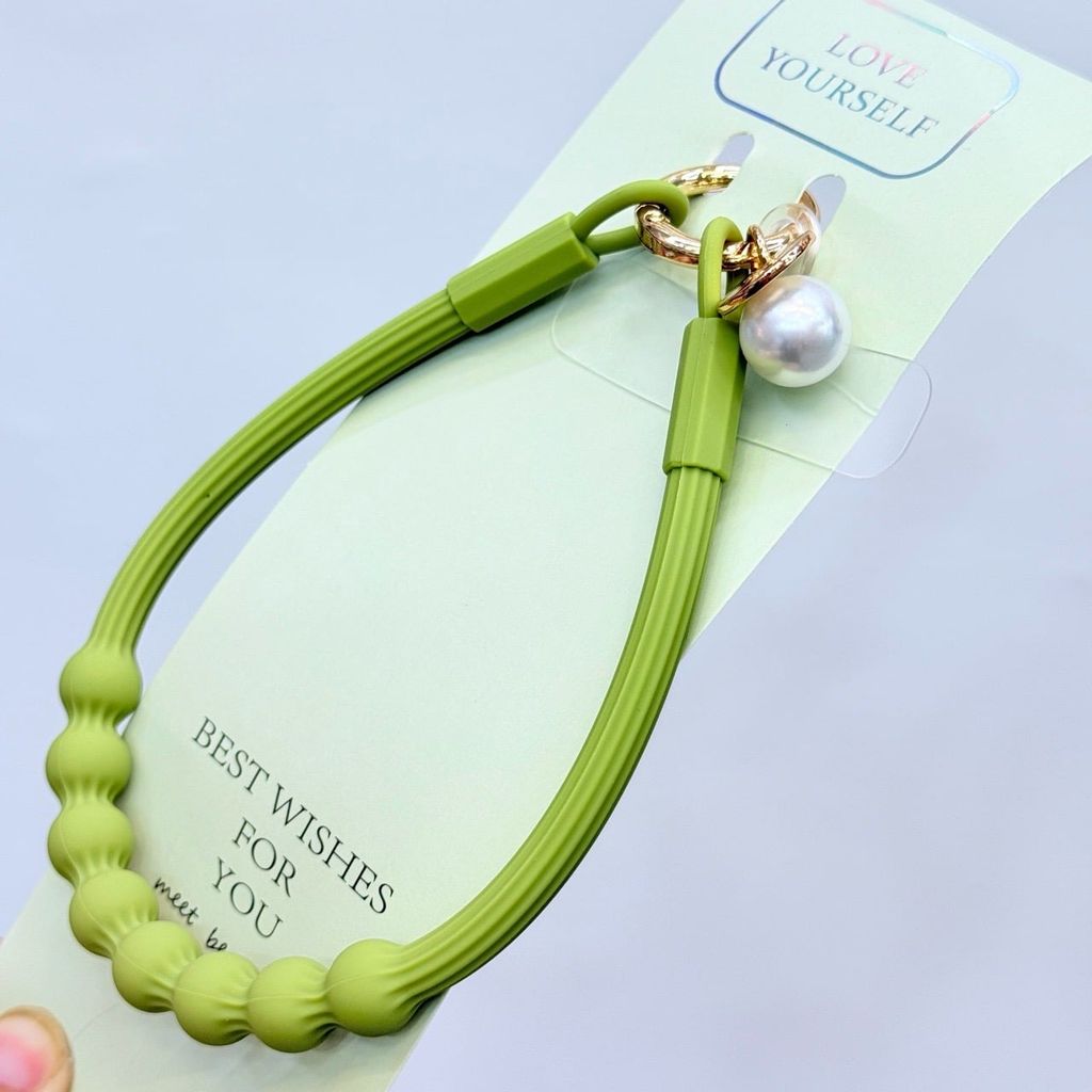 DÂY BI CHARM HOA Ngọc Trai Silicone CHỐNG BẨN kèm charm