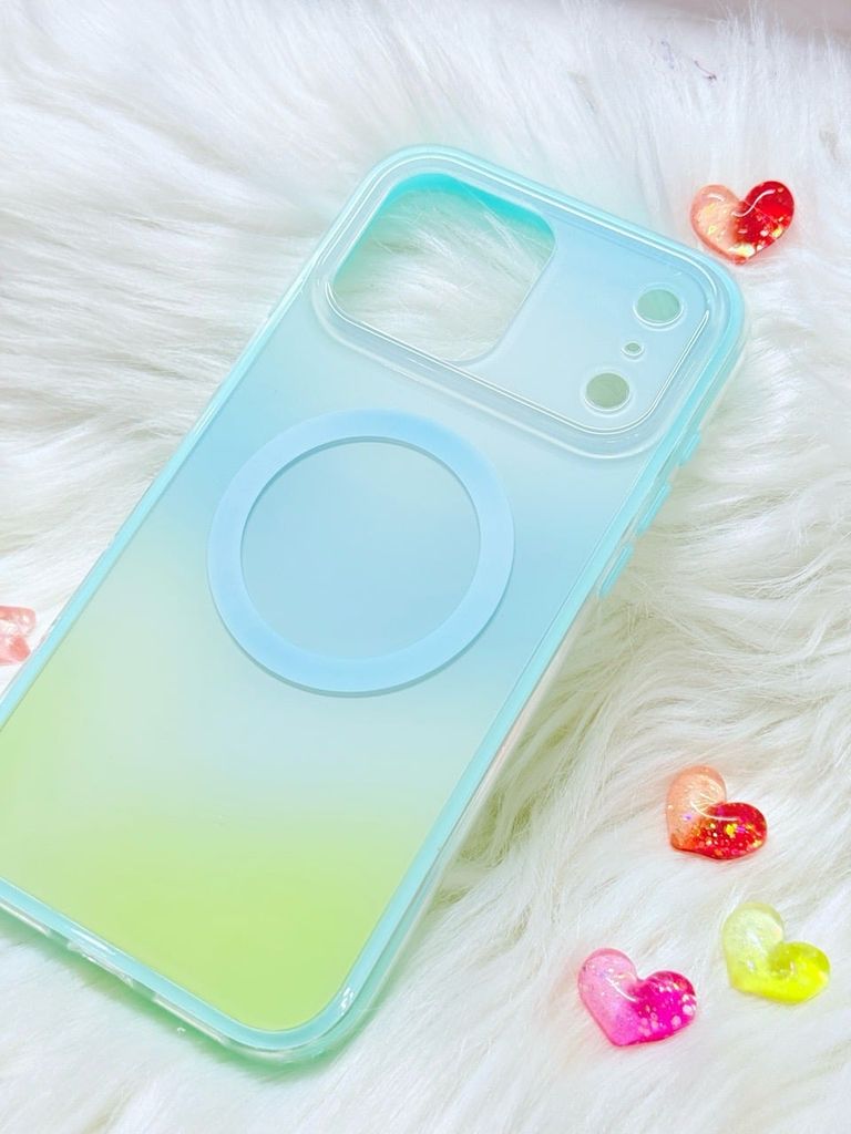 Case Ốp điện thoại iPhone Ombre Xanh Vàng Có Nút Control Magsafe iPhone 13/14/15/16/17Pro/Promax