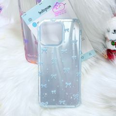 Case Ốp điện thoại iPhone Nơ Xanh Dương Hologram Bling Bling iPhone 13/14/15/16/Pro/Promax