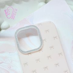 Case Ốp điện thoại iPhone Nơ Hồng Nhạt Viền Camera Bling Bling iPhone 13/14/15/16/17Pro/Promax (Kèm dây 180k)