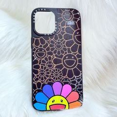 Case Ốp Điện thoại iPhone Hoa Cười Nhiều Màu Nền Đen x Murakami Flower Mirror CaseTify iPhone 17/16/Promax