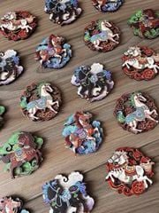 Nam châm Gỗ 3D Trang Trí Tủ Lạnh Fridge Magnet - Hình Ảnh NGỰA NGŨ HÀNH - Quà lưu niệm Việt Nam