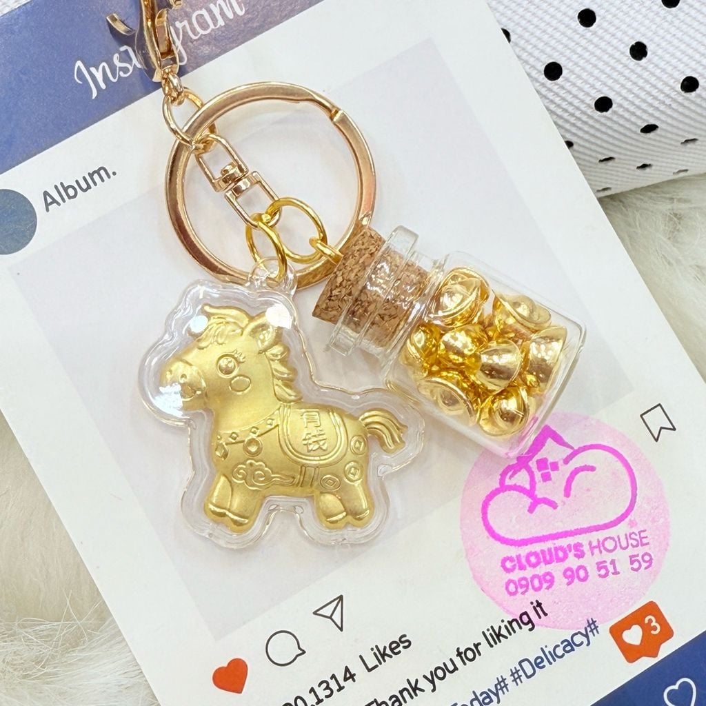 MÓC KHÓA NGỰA VÀNG KÈM HỦ VÀNG- TẾT