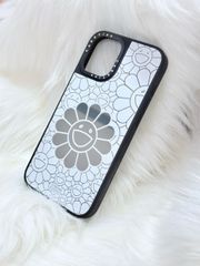 Case Ốp Điện thoại iPhone Hoa Cười Gương Nền Trắng x Murakami Flower Mirror CaseTify iPhone 17/16/Promax