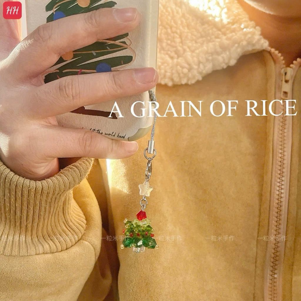 Móc Treo/ Móc khoá điện thoại di động đính hạt pha lê cây thông Noel, móc chìa khóa bông tuyết Giáng sinh