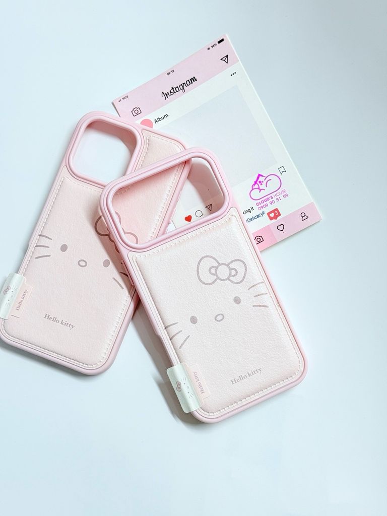 Case Ốp điện thoại iPhone Da Phao Hồng Babe Hello Kitty iPhone 13/14/15/16/17Pro/Promax