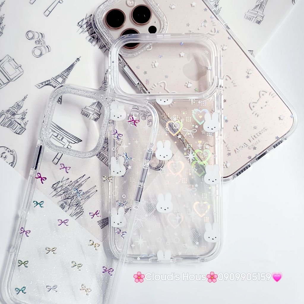 Case Ốp điện thoại iPhone Bling Bling Nơ nhiều màu kute viền camera lấp la lấp lánh iPhone 13/14/15/16/17Pro/Promax