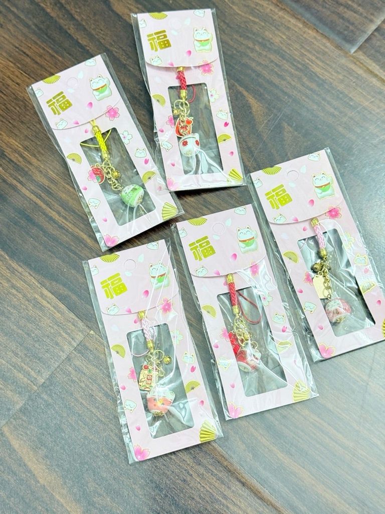 Móc Treo Điện Thoại Mèo Thần Tài Mèo Lớn Mèo Nhỏ – Phụ Kiện Trang Trí Nhiều Màu- Dây Kèm Chuông Nhỏ