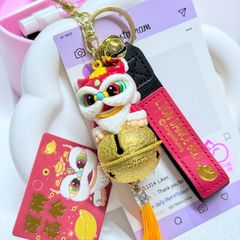 Móc Khóa Ông Lân Ôm Chuông Lớn Đỏ Tết