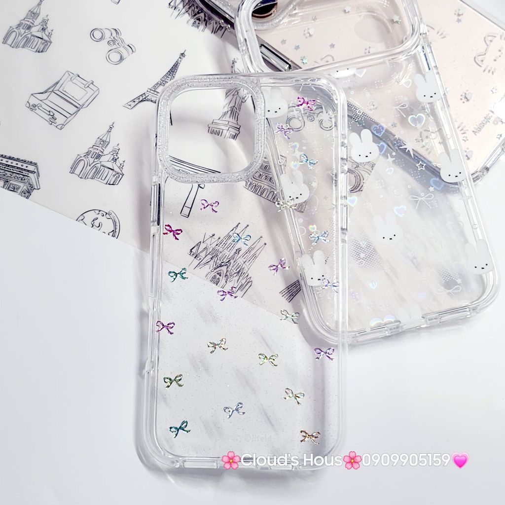 Case Ốp điện thoại iPhone Bling Bling ánh tim bé Thỏ kute viền camera lấp la lấp lánh iPhone 13/14/15/16/17Pro/Promax