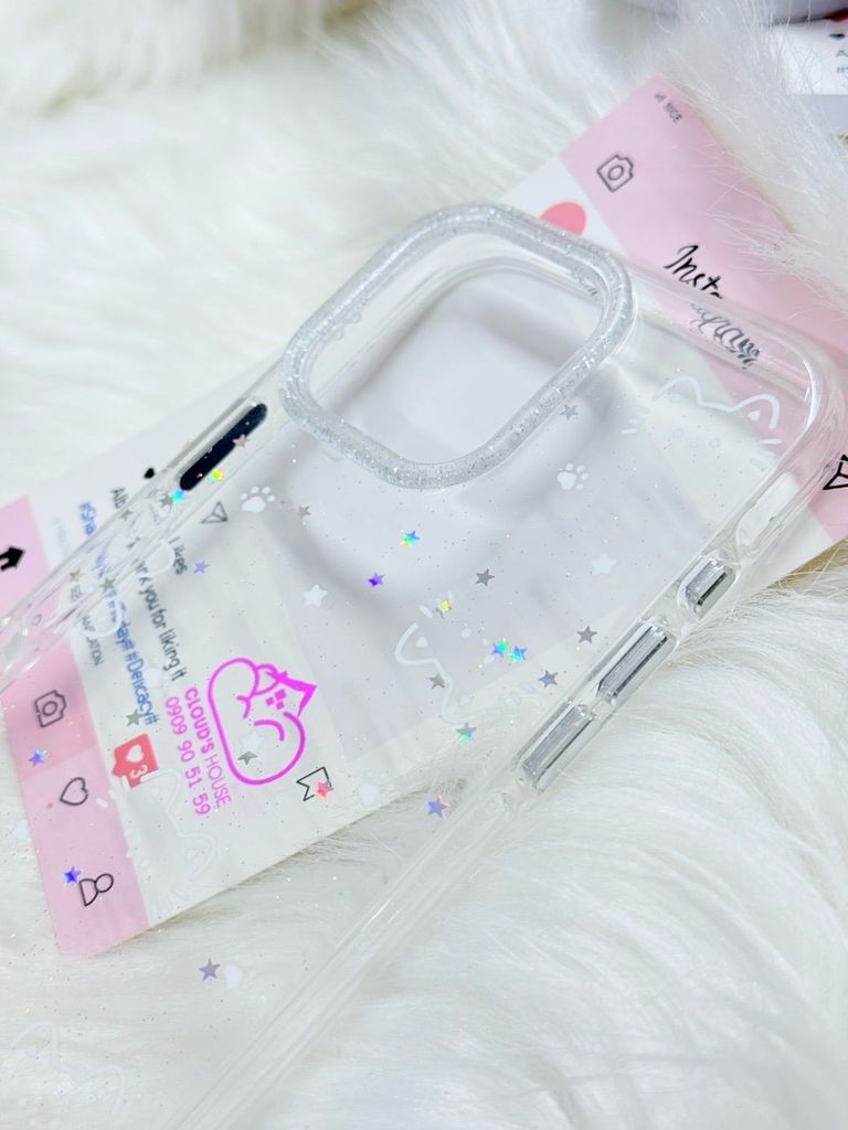 Case Ốp điện thoại iPhone Bling Bling Meomeo bé Mèo kute viền camera lấp la lấp lánh iPhone 13/14/15/16/17Pro/Promax