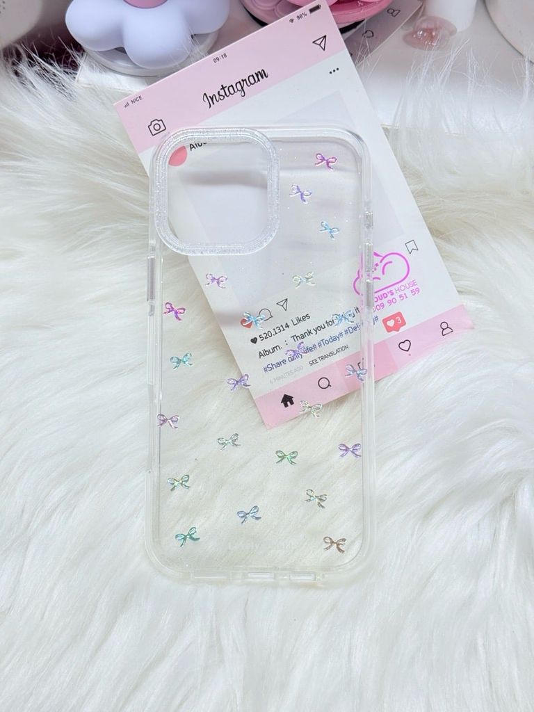 Case Ốp điện thoại iPhone Bling Bling Nơ nhiều màu kute viền camera lấp la lấp lánh iPhone 13/14/15/16/17Pro/Promax