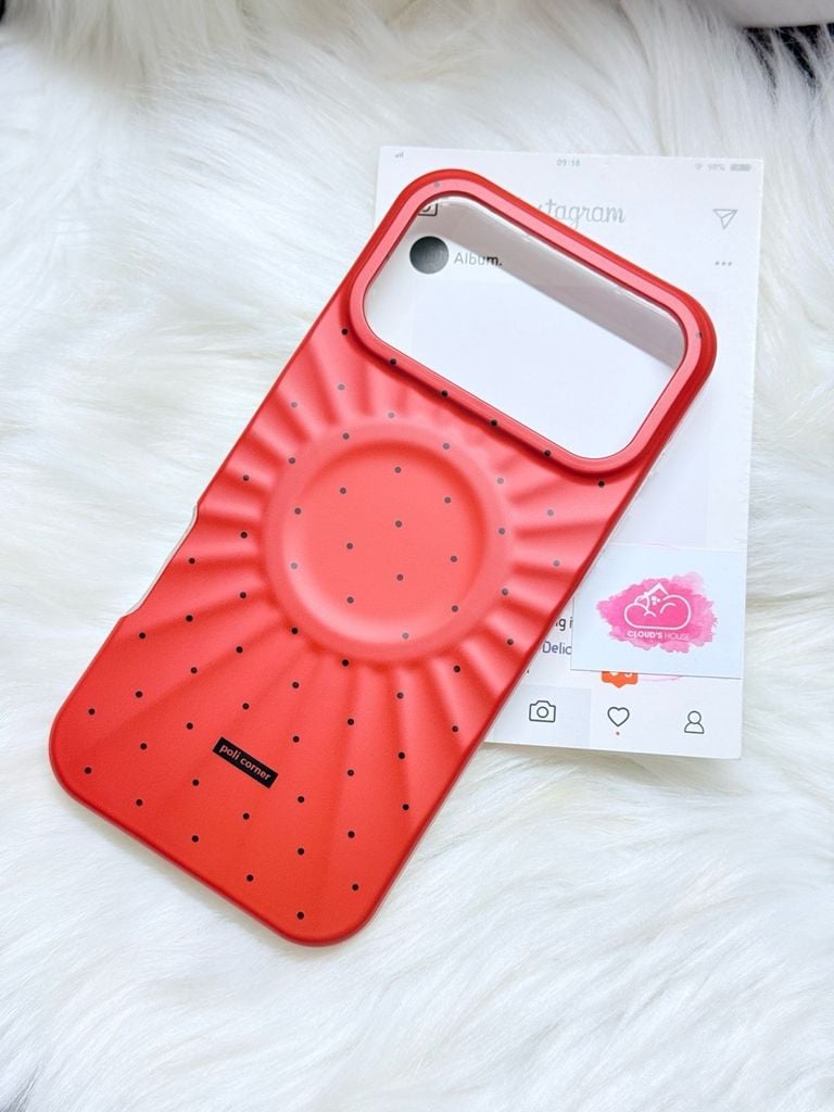 Case Ốp điện thoại iPhone Màu Cam Đậm Chấm Bi Poli Corner Magsafe Basic iPhone 17/16/15/14/13/12/Pro/Promax