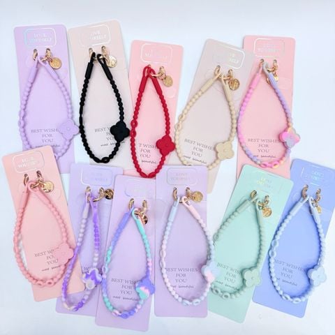 DÂY BI CHARM HOA Silicone CHỐNG BẨN kèm charm