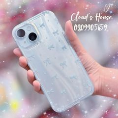 Case Ốp điện thoại iPhone Nơ Xanh Dương Hologram Bling Bling iPhone 13/14/15/16/Pro/Promax