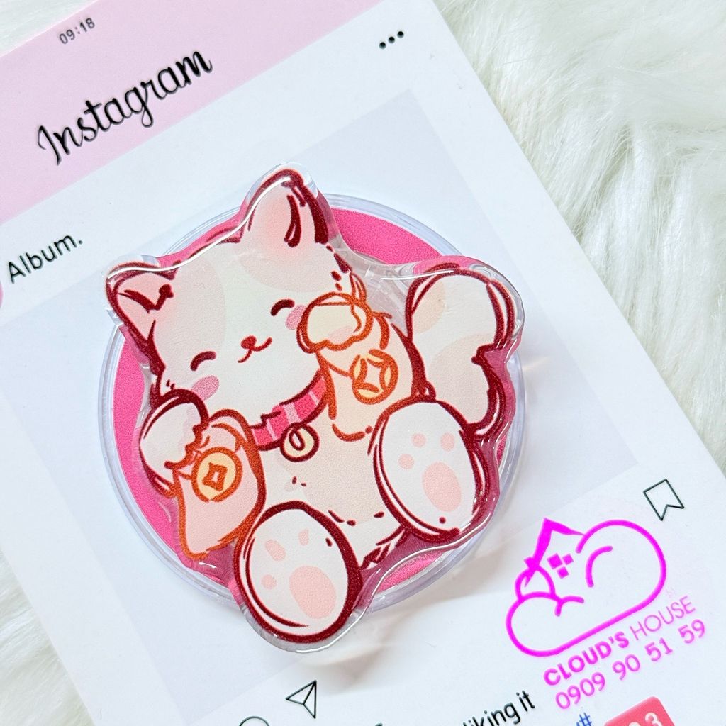 POPSOCKET Magsafe Nam Châm Hít Mẫu Mèo May Mắn Thần Tài TẾT 2026
