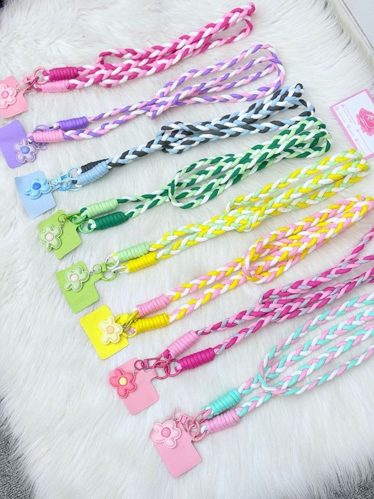 Dây Dài Chất Dù Đeo Điện Thoại Charm Bông Hoa