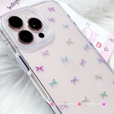 Case Ốp điện thoại iPhone Bling Bling Nơ nhiều màu kute viền camera lấp la lấp lánh iPhone 13/14/15/16/17Pro/Promax