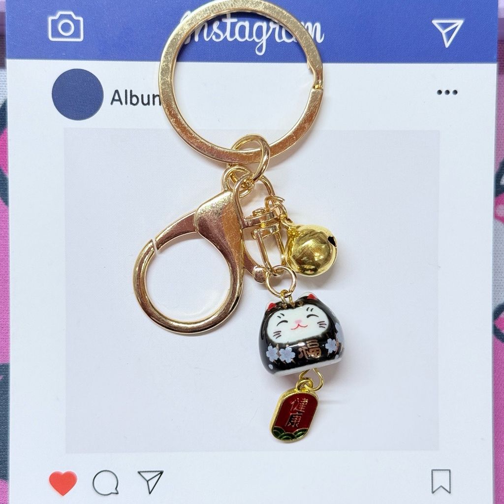 Móc Khóa Móc Treo Mèo Móc Túi Phụ Kiện Đẹp Mèo Thần Tài Mini Có Chuông, chất liệu kim loại Đài Loan (TAIWAN)
