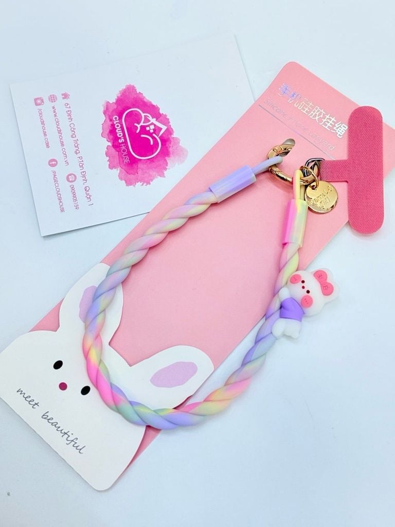 DÂY Xoắn Thú Cartoon Silicone Chất CHỐNG BẨN kèm charm nhiều màu sắc