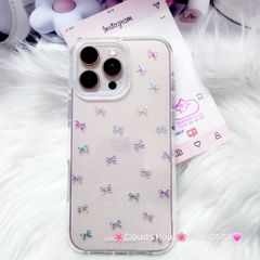 Case Ốp điện thoại iPhone Bling Bling Nơ nhiều màu kute viền camera lấp la lấp lánh iPhone 13/14/15/16/17Pro/Promax