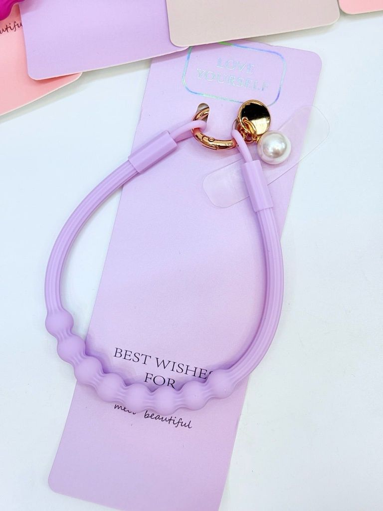 DÂY BI CHARM HOA Ngọc Trai Silicone CHỐNG BẨN kèm charm