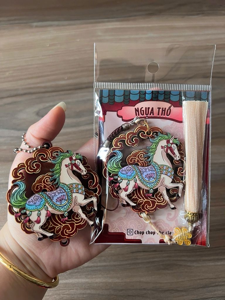 Móc Treo Gỗ 3D - Hình Ảnh NGỰA NGŨ HÀNH - Quà lưu niệm Việt Nam