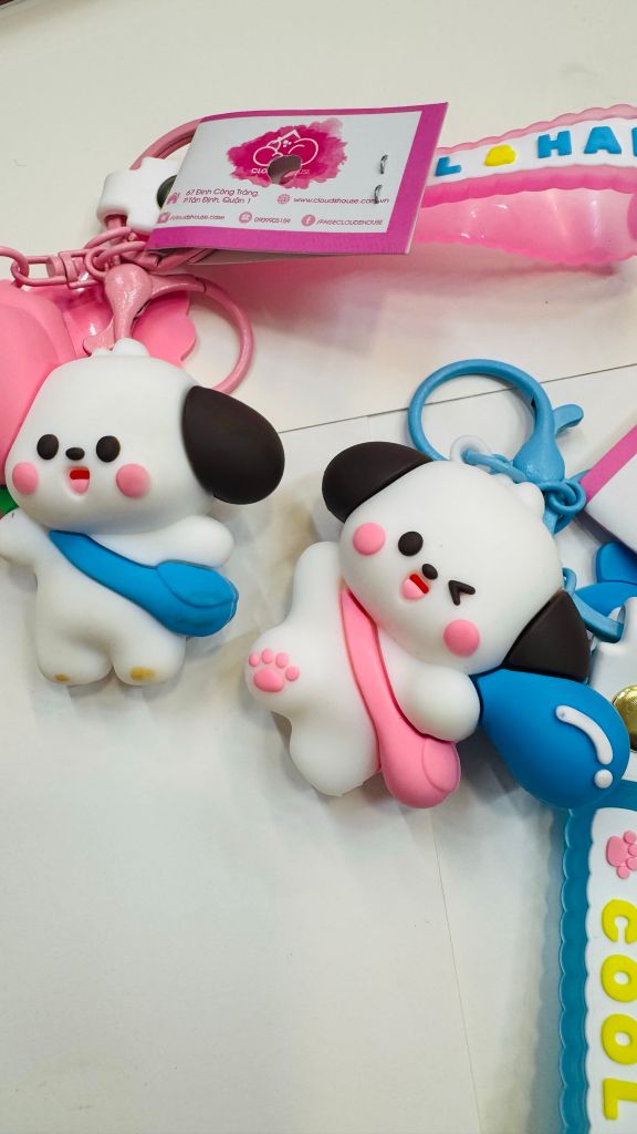 Móc Khóa Chó & Thỏ Cà Rốt Dây Happy Nhiều Mẫu