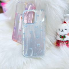 Case Ốp điện thoại iPhone Nơ Xanh Dương Hologram Bling Bling iPhone 13/14/15/16/Pro/Promax