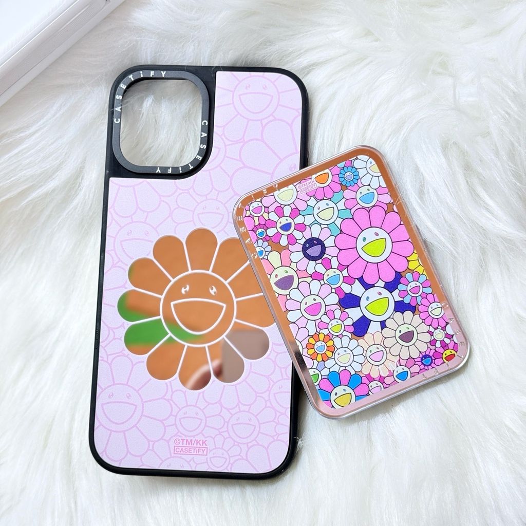 Case Ốp Điện thoại iPhone Hoa Cười Gương Nền Hồng x Murakami Flower Mirror CaseTify iPhone 17/16/Promax